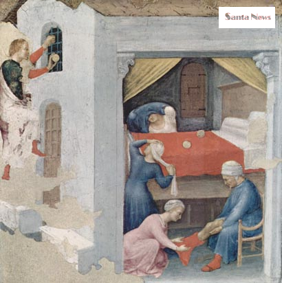 산타클로스가 금덩이를 던지는 그림 1400 A.D. - 1499 A.D. 바티칸 박물관 소장