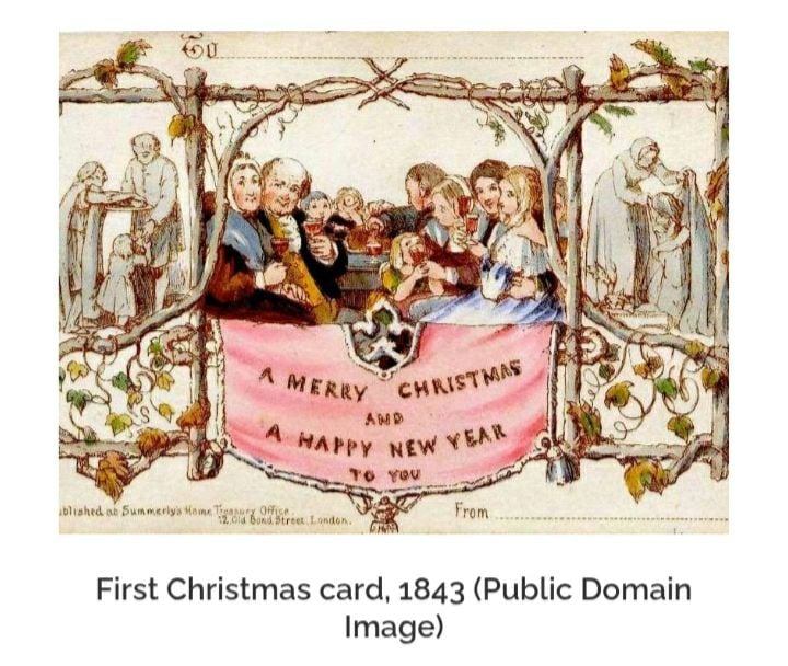 최초의 상업용 크리스마스 카드 [퍼블릭 도메인]