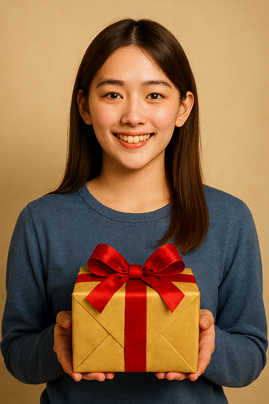 뉴진스 다니엘을 모티브로 한 반실사 스타일의 일러스트, 평상복 차림, 따뜻하고 자연스러운 표정, 부드러운 조명과 배경