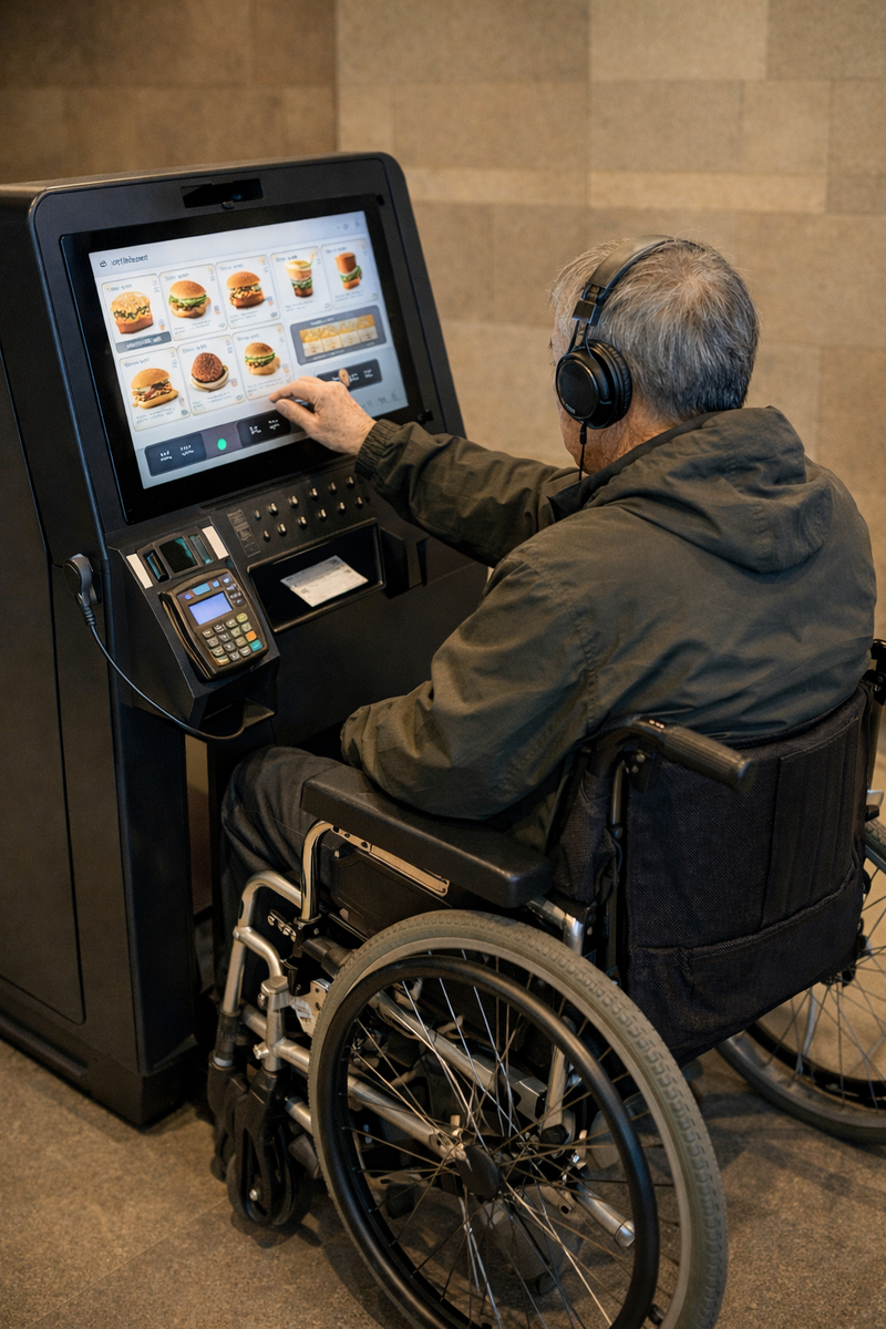 장애인 키오스를 사용중인 장애인 [AI생성이미지]