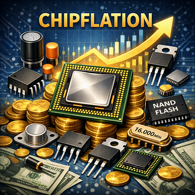 칩플레이션 부품 포함 반도체 일러스트