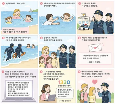 "바다에서 구해준 그 경찰관께…" 외국인이 남긴 한 통의 메일