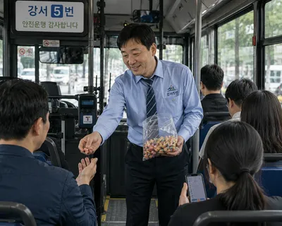 사탕 한 알로 바꾼 퇴근길, 승객들의 미소를 되찾은 사람 정수희 기사