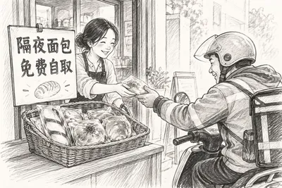 “어제 빵은 그냥 가져가세요”…배달기사 허기 챙기는 난징의 한 빵집